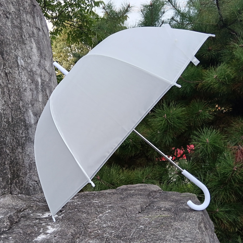 White Frosted Translucent Umbrella EVA Arch Bubble Transparent Umbrella Apollo Long Handle Umbrella Fiber Bone Environmental Umbrella
