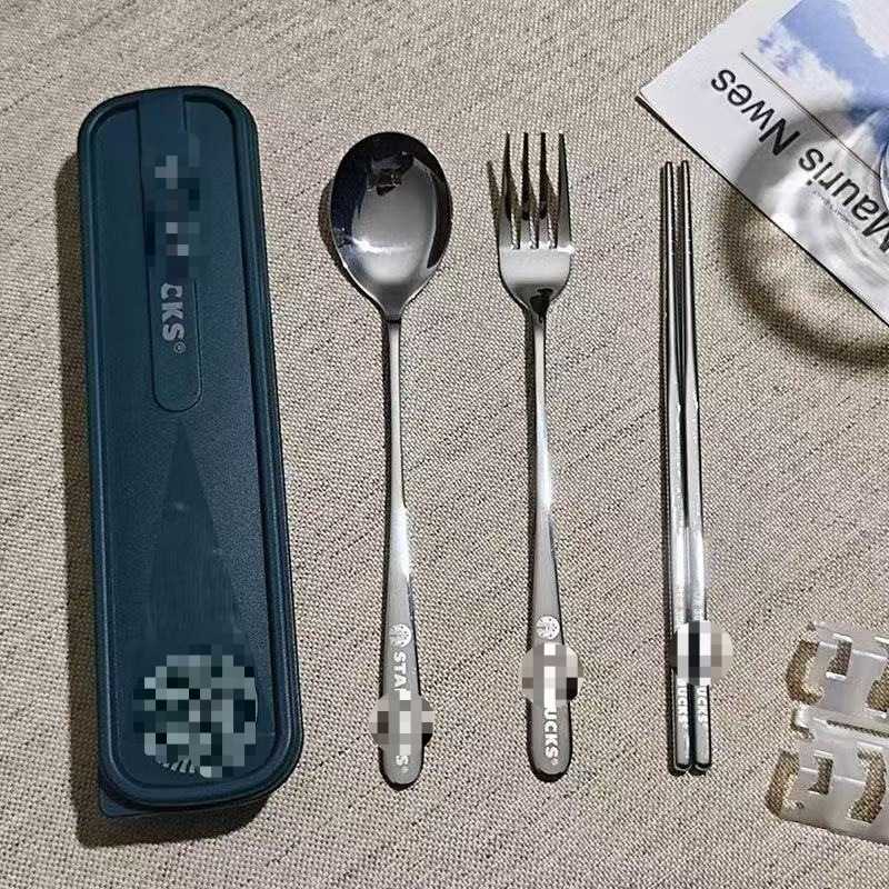 Tableware, fork for adults, handheld set for students, chopsticks, spoon, 3 piece set