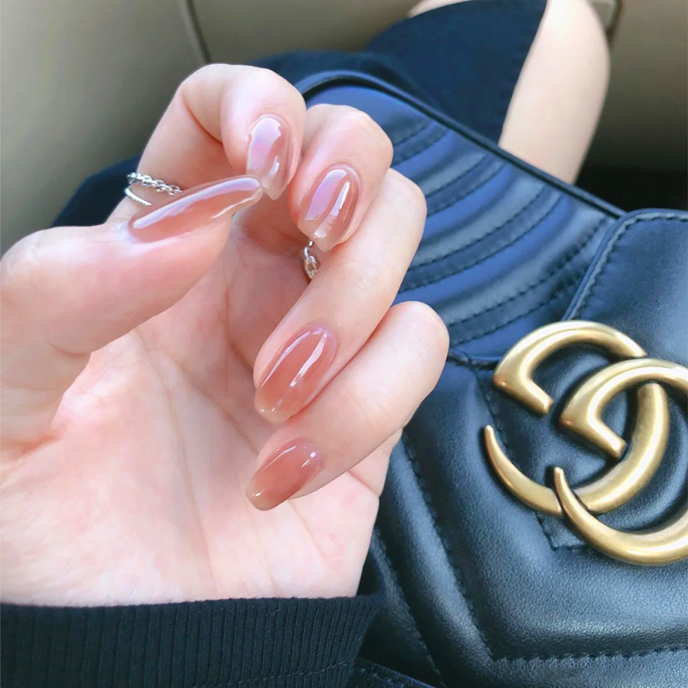 Venta caliente de piezas de uñas de uñas dulces y lindas 24 piezas de parches de uñas simples y suaves
