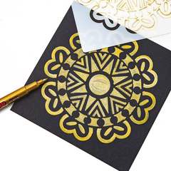 Cross-border Mandala Tool Set of 45 Pieces with Hollow Templates, Gold and Silver Color Silicone Painting Sticks and Acrylic Sticks