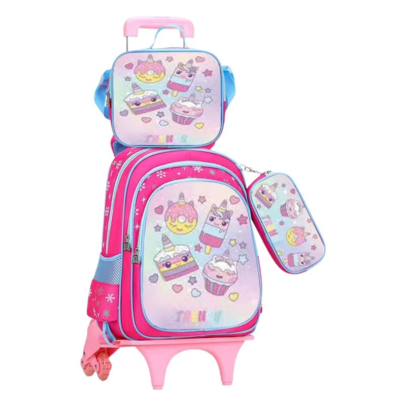 Fábrica en stock estudiantes de la escuela primaria pueden sostener la bolsa de almuerzo bolsa de lápiz caja de tres piezas de los niños mochila de dibujos animados lindo