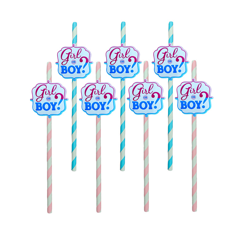 Papel de fiesta transfronteriza para niños niñas tarjetas de paja desechable postre fiesta decoración paja