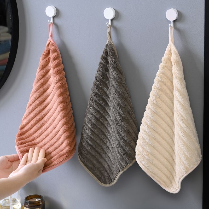 Hanging Coral Velvet Household Kitchen Hand Towel Super Soft Absorbent Coral Velvet Square Towel Household Handkerchief Bathroom