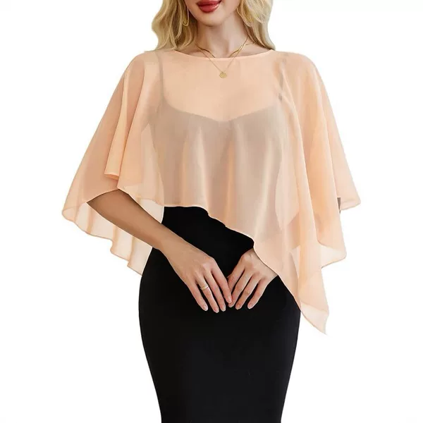 Wholesale Chiffon Batwing Sleeve Elegant Evening Wedding Shawl Wrap Sheer Mesh Asymmetrical Hem Formal Cover-Up