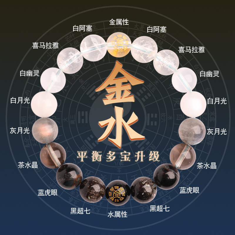 五行手链喜用金水金土水木火土火木手串男女款多宝水晶手链