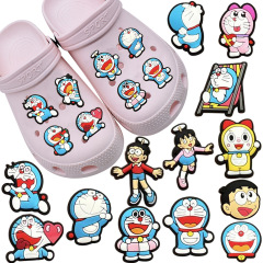 Cartoon Doraemon Hole Shoes Flower Removable Shoes Decoration DIY Creative PVC Shoe Clips Cross-border