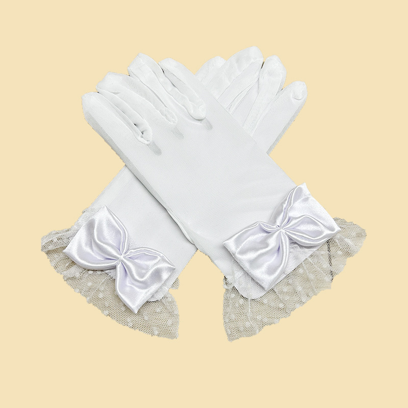 Guantes de protección solar de verano para mujer, transfronterizos, de malla, con lazo, encaje negro, personalizados, para boda, etiqueta, venta al por mayor