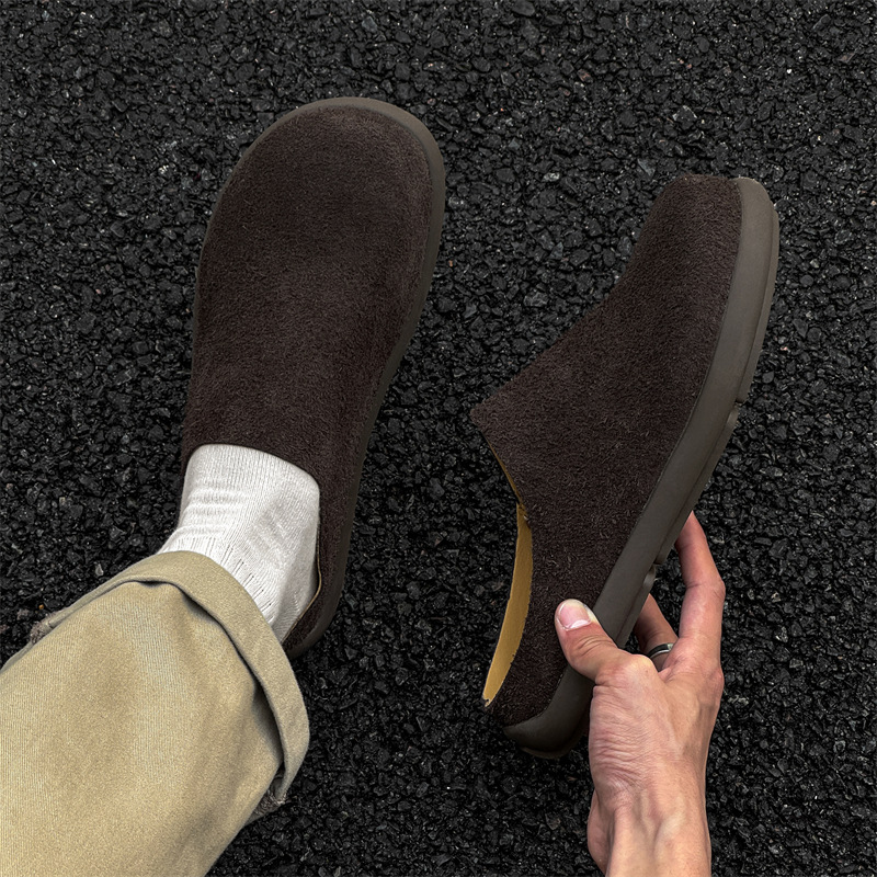 博肯潮凉拖休闲舒适包头半拖情侣拖鞋45773-35773驼色棕色米色-J