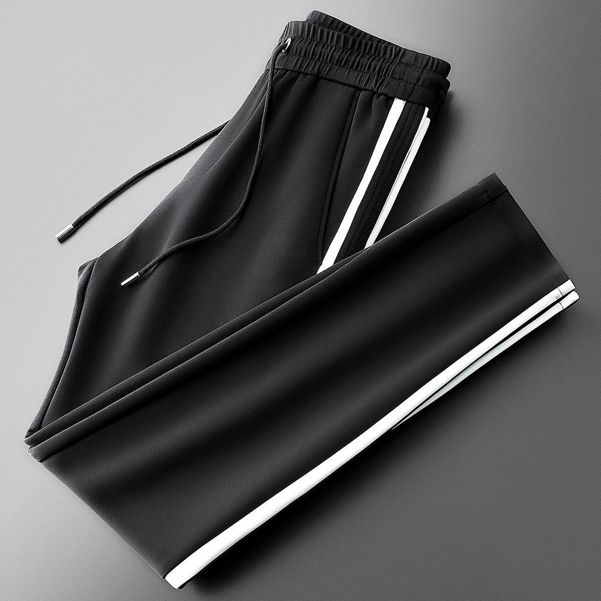 Vêtements pour hommes Mode All Match Pantalons de sport Rayé Épissage Mince Simple Jeunes Hommes Droit Pantalons Décontractés Hommes_voghion.com
