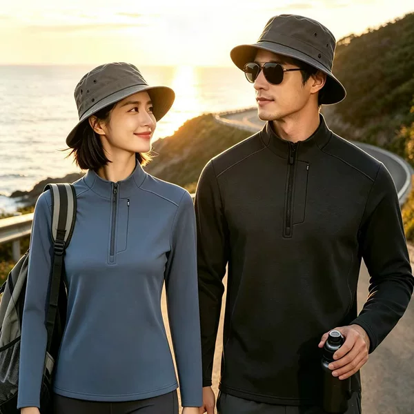 Men's half-zip stand-up collar fleece sweatshirt, cool fleece, fashionable thin fleece base shirt, unisex couple's style with printed logo