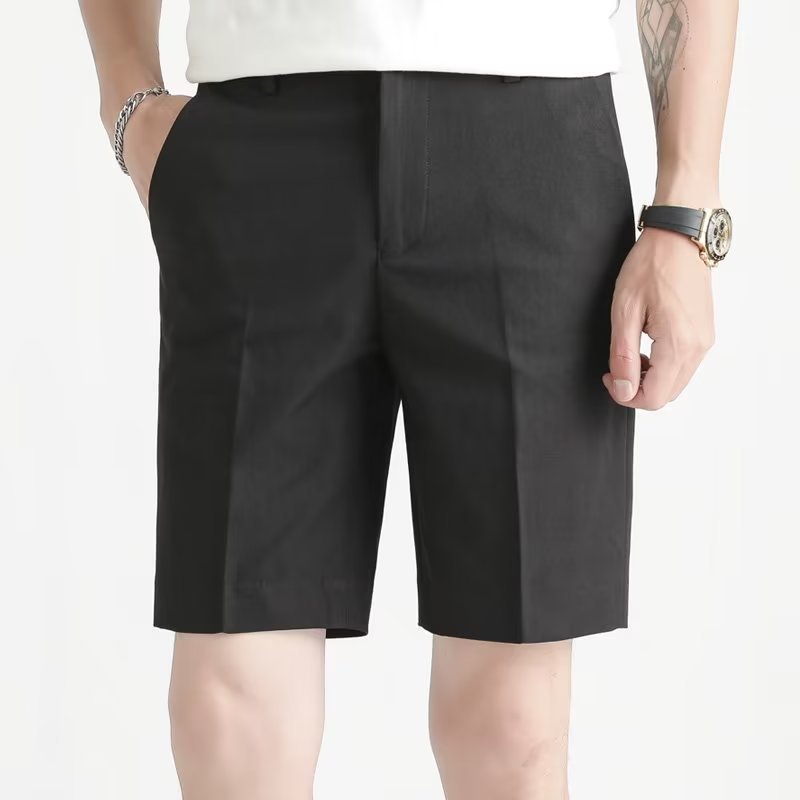 Pantalones cortos de traje Pantalones de cinco puntos con hebilla interior de autocultivo de negocios de lujo ligero para hombres Pantalones verticales pantalones pantalones de verano comercio exterior transfronterizo al por mayor image 3
