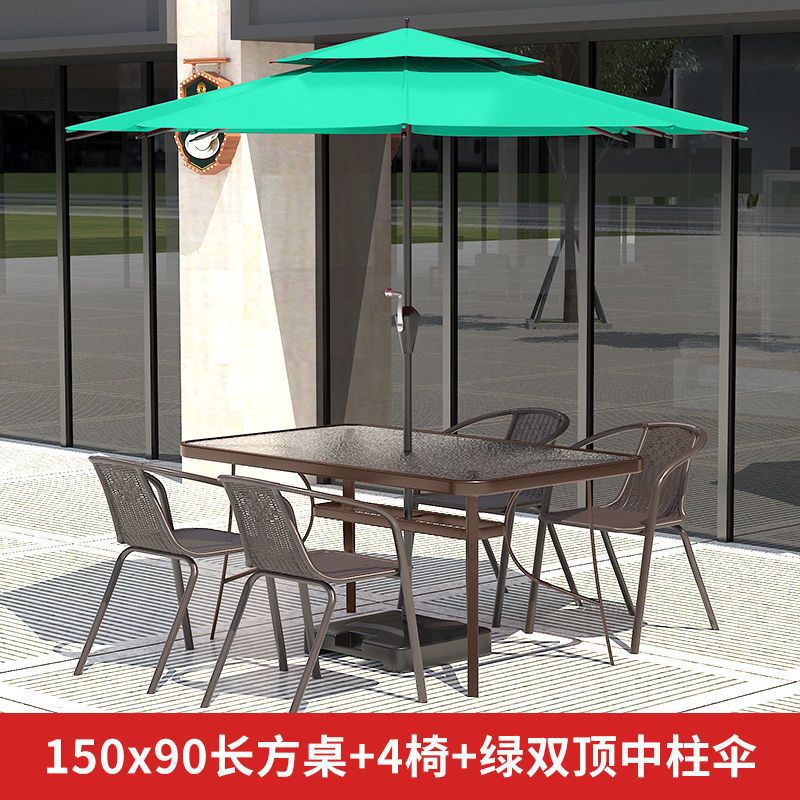 150C Zhenang 의자 4개 + 이중 상단 중앙 기둥 우산