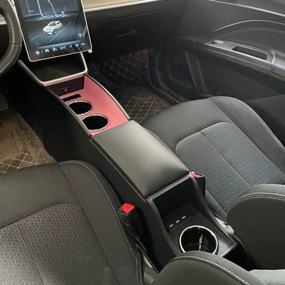 Nezha V armrest box 21 special Hezhong Nezha car central armrest box modified interior accessories storage box (Armrest box) - which-v-is-fully-surrounded-support-fast-charge-cup-holder-black-and-pink