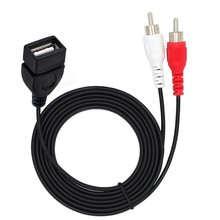 USB 母转2RCA公转接线USB 2.0母头转2RCA公Y型音频视频线连接线