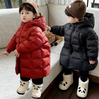 儿童棉服秋冬新款韩版男童女童中大童加厚连帽中长款过膝棉袄外套