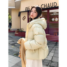 黄色羽绒棉服女2025新款冬季小个子宽松加厚百搭学生连帽棉服外套