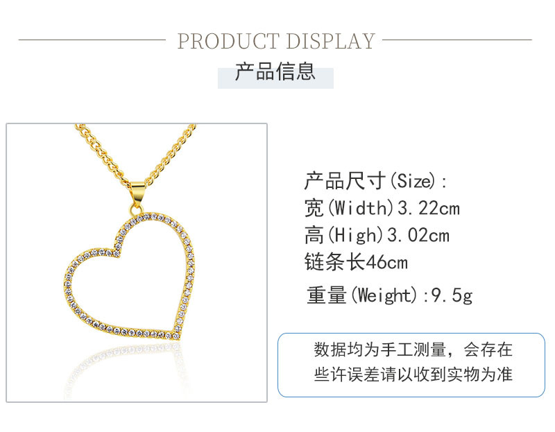 Ins Europe And America Cross Border E-commerce Inlaid Zirconium Elegant Heart Pendant  Spot Fashion Simple Necklace Sweater Chain display picture 1