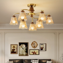 高端法式中古风客厅吊灯新款主灯美式复古实木主卧室餐厅玻璃灯