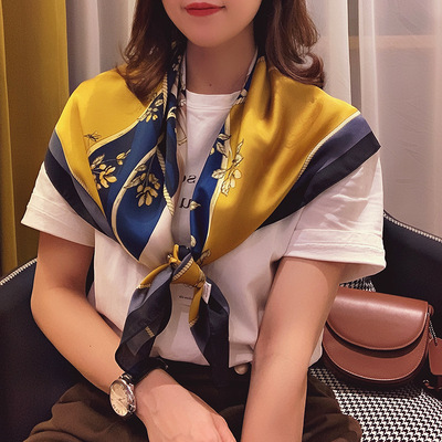 2021春秋新款韩版时尚新款方巾女防晒镜月花丝巾豹纹装饰领巾围巾|ru