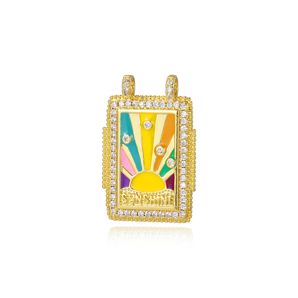 6g Weight Pendant Jewelry Making Type 18K Gold Plated Plating Material 1 Piece Quantity Daily Occasion Copper Material Rainbow, Coconut Tree, Heart Shape Pattern All Seasons Season Unisex Gender Plating Design Retro, Classic Style Style 1 Piece Copper 18K Gold Plated Rainbow Coconut Tree Heart Shape Pendant 8