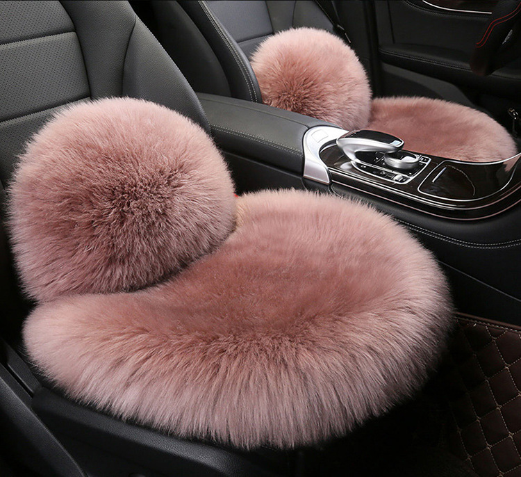 Car Winter Cushion Plush Cushion Three-piece Set Thickened Warm Fur Non-slip Integrated General Motors Cushion