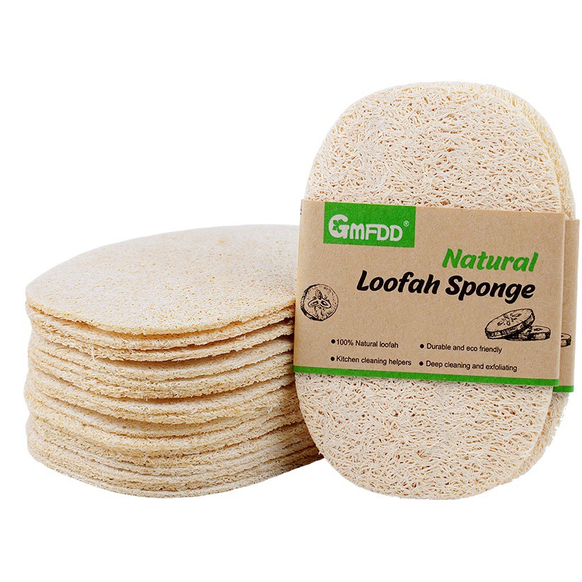 Cepillo de lufa verde para lavar platos Cepillo para ollas Paño de cocina para limpieza Cepillo de baño para el hogar Cepillo de baño para esponja vegetal al por mayor