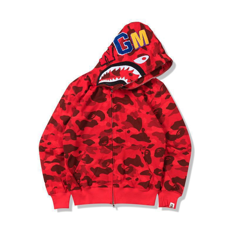 Cross-Border Amazon New Bape Trendy Brand Camouflage Shark Head Jacket 3D Printed Zip-Up Hoodie Cross-Border Amazon New Bape Trendy Brand Camouflage Shark Head Jacket 3D Printed Zip-Up Hoodie