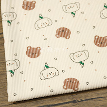 箱包条绒坑条加厚卡通灯芯呢 冬季婴幼童连体衣小熊印花灯芯绒