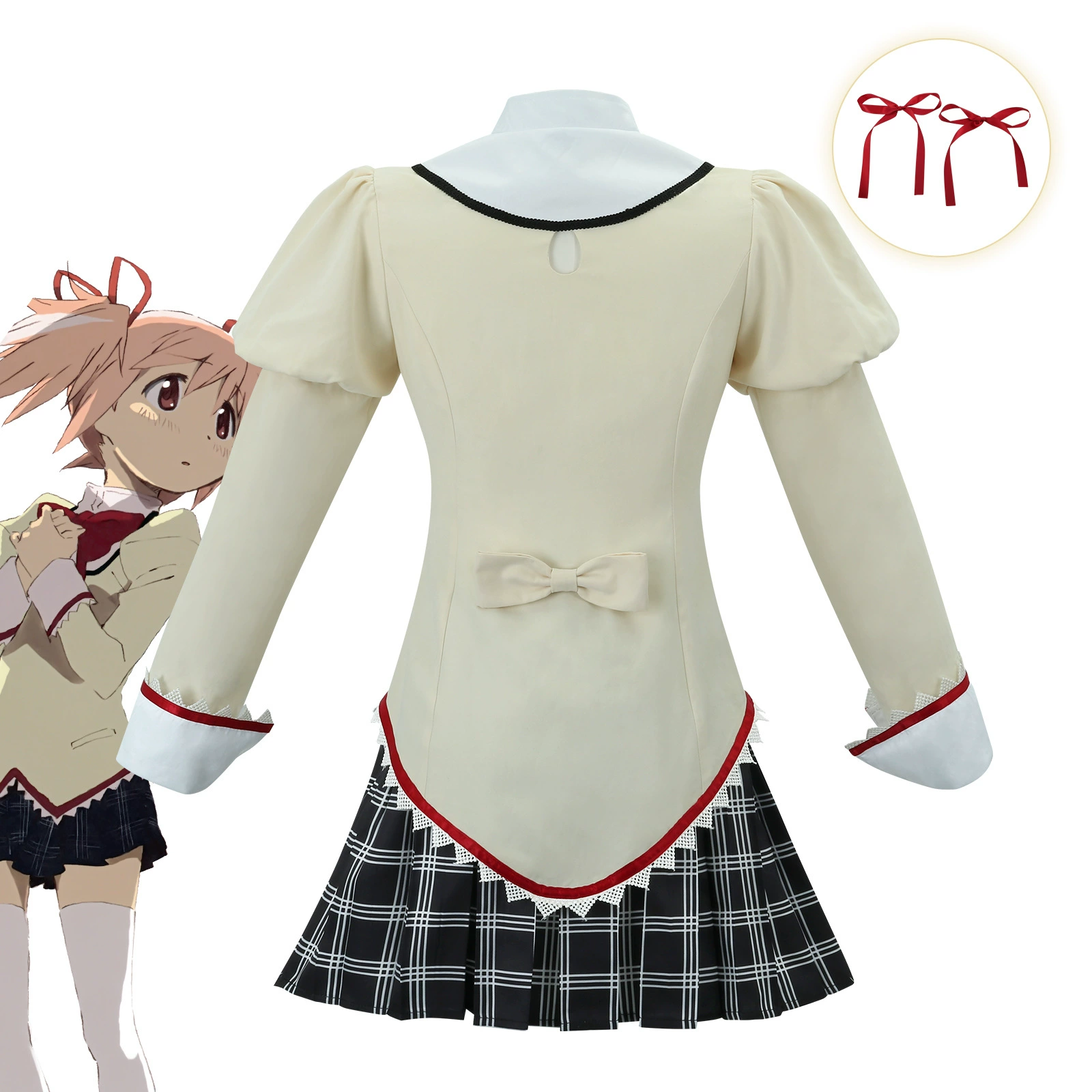 Косплей школьная форма (Puella Magi Madoka Magica) — стили Хомура и Сайяка, полный комплект и парик, XS–XXXL
