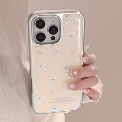 金メッキのインスタ映えするウェストハイランド柄のiPhone 17 Pro Max用スマホケース、iPhone 16、13、14、Huawei対応、エポキシ樹脂と電気メッキ加工