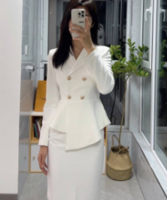 高级感女神范御姐高级感白色西装半身裙两件套早秋气质职业套装|undefined