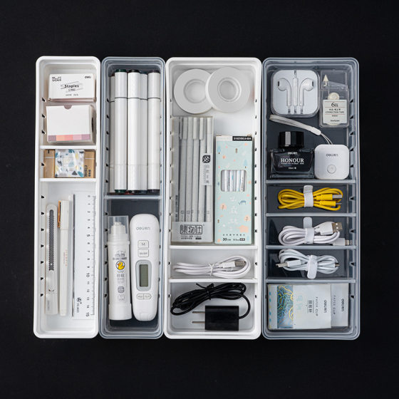 Drawer Classification Storage Box Kitchen tableware box multi-functional stationery sundries finishing box transparent plastic partition