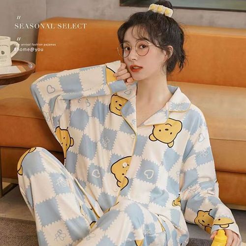 High-quality cotton women's spring and autumn long-sleeve Korean-style casual home suit large size postpartum wear