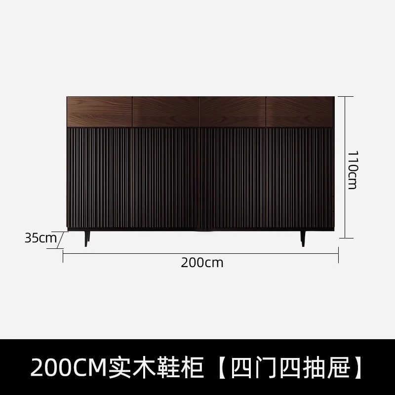 Mueble zapatero de madera maciza en estilo minimalista italiano, nuevo mueble de almacenamiento retro de alta gama para la entrada del hogar, mueble zapatero lateral integrado de pared.