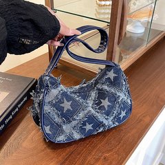 洋气通勤斜挎小包包2025新款韩系牛仔布包腋下包女手提时尚单肩包
