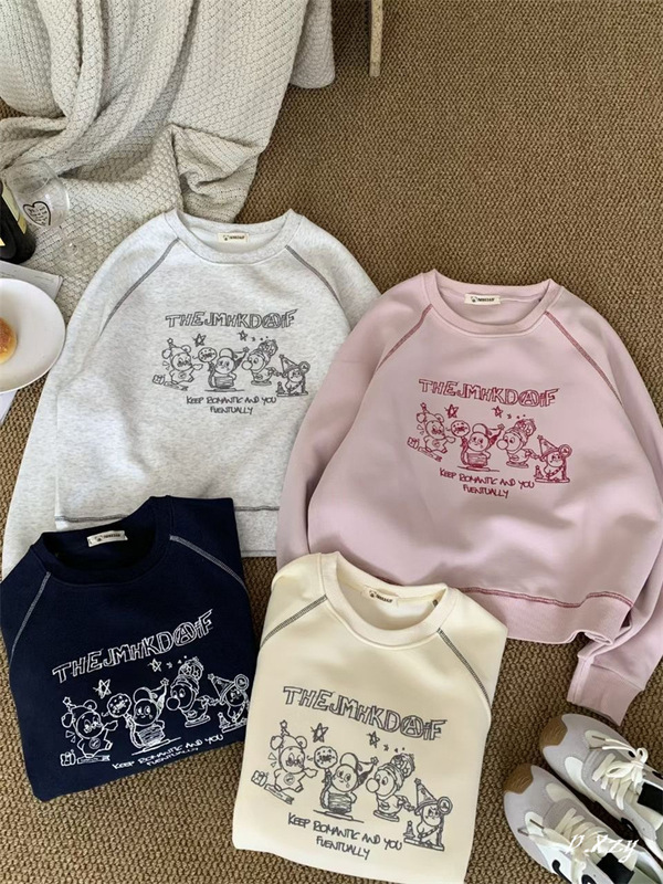 015慵懒风圆领卫衣女秋季新款薄款宽松韩版oversize女式上衣bf外|undefined