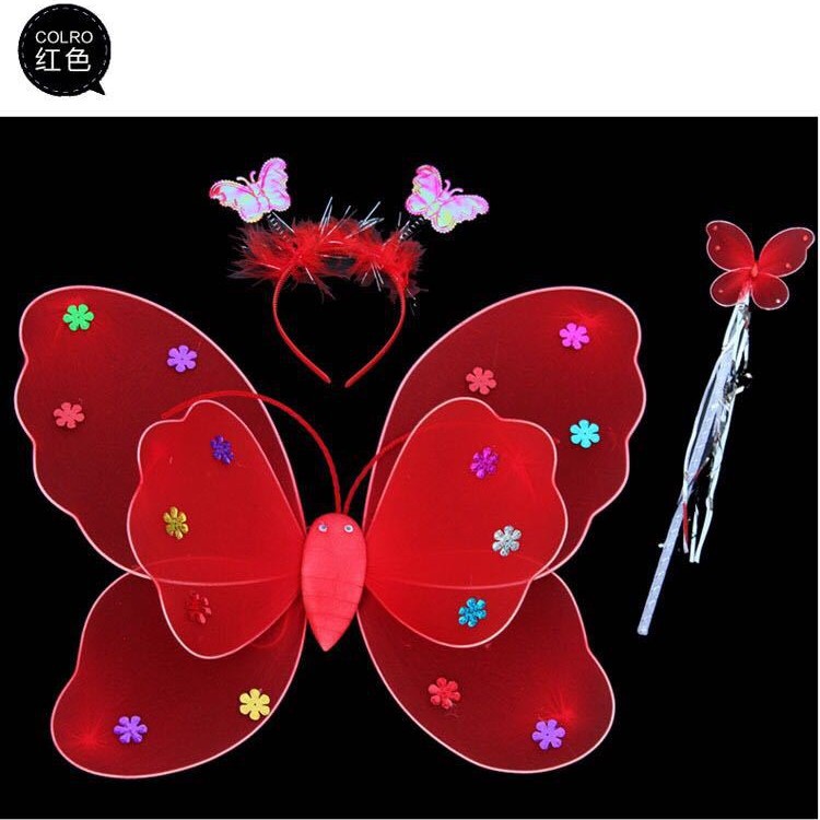 Luminous butterfly wings three -piece suit with lamp children's…