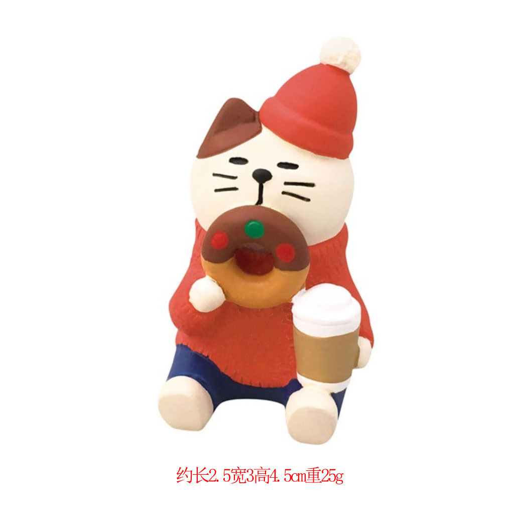 크리스마스 고양이 먹는 도넛