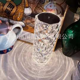 工厂直供现代简约玫瑰水晶灯网红变色彩灯床头卧室浪漫氛围小夜灯