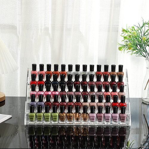 Nail polish display rack 5-layer transparent acrylic essential oil perfume lipstick rack nail salon ladder display storage rack
