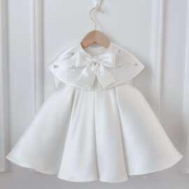 儿童礼服生日白色百搭披肩小女孩演出服女童外搭公主裙礼服高级感