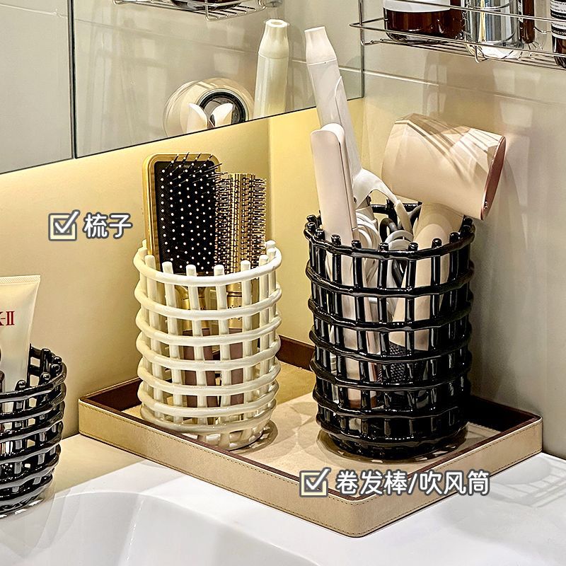 Y9I Ceramic Comb Storage Tube Bathroom Hair Straightening Board Curling Iron Hair Dryer Storage Rack Toothpaste Toothbrush Holder