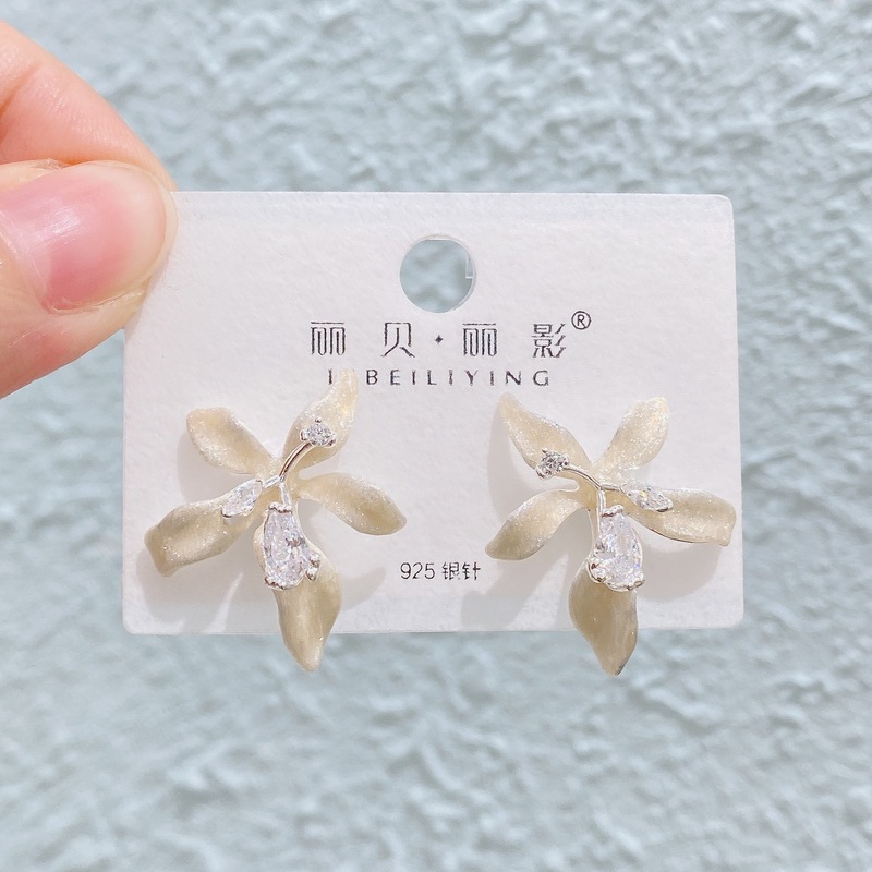 Liyin/Libeliying ドーパミンドロップ釉薬ペイントイヤリングニッチ春夏甘くて絶妙な s925 シルバー針イヤリング|undefined