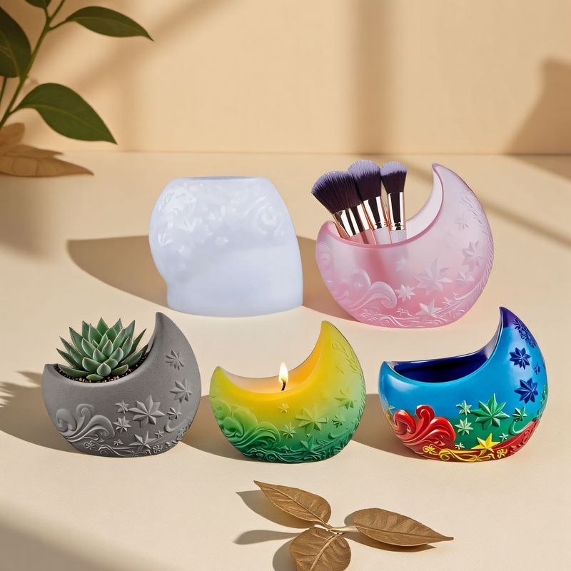 プリントポイント DIY 接着剤モールドアロマキャンドルカップ花瓶収納シリコーンモールドムーンフラワーポット石膏カップ研削ツール|undefined