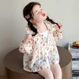 女童洋气夏季超轻薄防晒衣宝宝2026新款时髦休闲外套夏装防紫外线