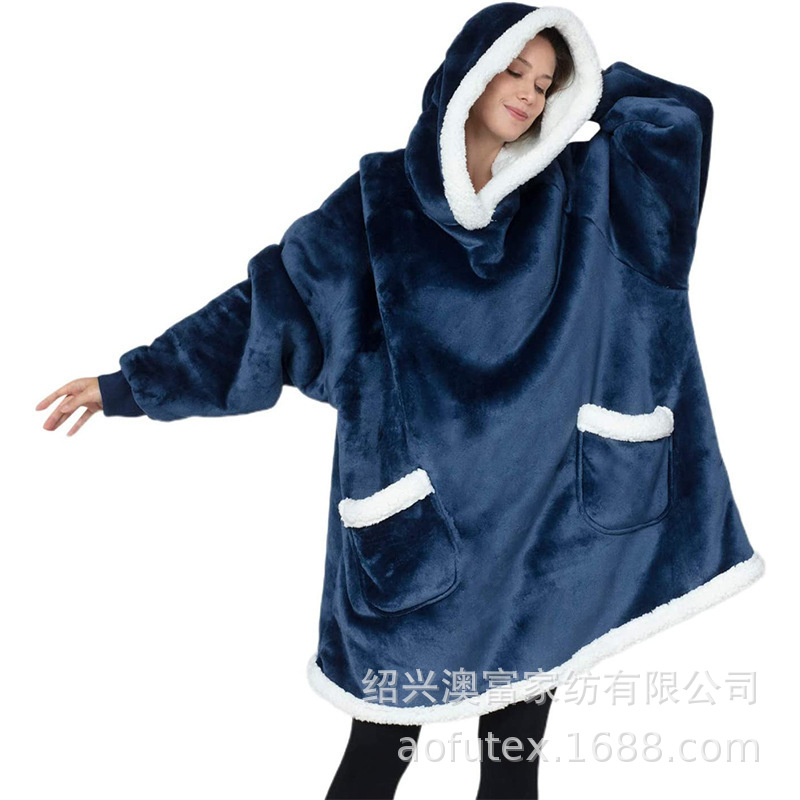 Europe and America Lazy Blanket Pullover leisure time TV blanket Home Furnishing double-deck Plush Super long Large Lazy man Blanket