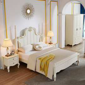 轻奢欧式全实木女孩公主床1.8米女生卧室白色2.0单人儿童床