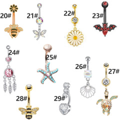 Amazon eBay hot new multiple belly ring creative bat bee navel charm belly ring body piercing jewelry