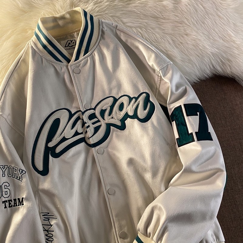 American Retro Baseball Jacket for Men, Spring and Autumn Trendy Brand Ins Loose Couple Coat, Hong Kong Style Street Workwear Jacket