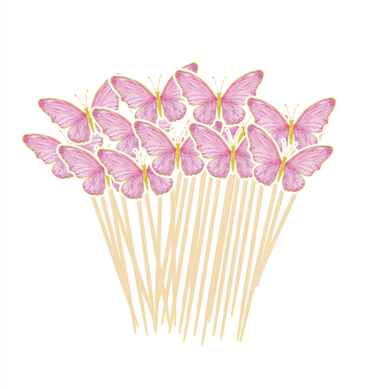 Fabricantes al por mayor fiesta creativa paja decoración mariposa papel paja postre creativo bebida horneada